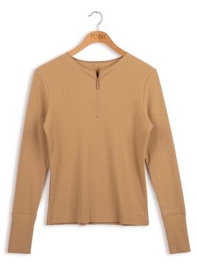 POINT Olive Green XS Quarter Zip Long Sleeve Tee Excellent Used Condition